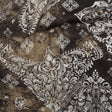 Linen and Rayon Woven - Dark Brown, Beige and White Floral Patches - Mood Exclusive Earthly Envy Print