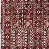Linen and Rayon Woven - Dark Red and White Checks and Flowers Patchwork - Mood Exclusive Magnolia Mosaic Print