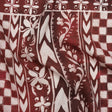 Linen and Rayon Woven - Dark Red and White Checks and Flowers Patchwork - Mood Exclusive Magnolia Mosaic Print