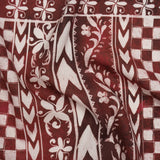 Linen and Rayon Woven - Dark Red and White Checks and Flowers Patchwork - Mood Exclusive Magnolia Mosaic Print
