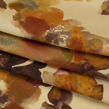 Linen and Rayon Woven - Pale Yellow, Burnt Orange and Brick Painterly Florals - Mood Exclusive Sunwashed Serenade Print