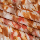 Linen and Rayon Woven - Burnt Orange, Coral Red and White Cloudy Spots - Mood Exclusive Mottled Mists Print