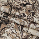 Linen and Rayon Woven - Brown, Beige and Cream Leafy Paisley Sketches - Mood Exclusive Daydream Doodles Print