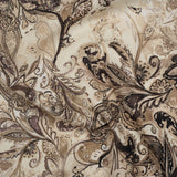 Linen and Rayon Woven - Brown, Beige and Cream Leafy Paisley Sketches - Mood Exclusive Daydream Doodles Print