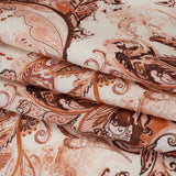 Linen and Rayon Woven - Orange, Muted Red and Cream Leafy Paisley Sketches - Mood Exclusive Daydream Doodles Print