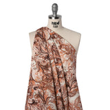 Linen and Rayon Woven - Orange, Muted Red and Cream Leafy Paisley Sketches - Mood Exclusive Daydream Doodles Print