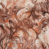 Linen and Rayon Woven - Orange, Muted Red and Cream Leafy Paisley Sketches - Mood Exclusive Daydream Doodles Print