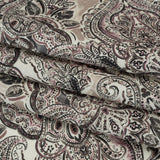 Linen and Rayon Woven - Dark Gray, Beige and Dusty Pink Ornate Paisley and Floral - Mood Exclusive Boheme Blooms Print