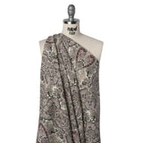 Linen and Rayon Woven - Dark Gray, Beige and Dusty Pink Ornate Paisley and Floral - Mood Exclusive Boheme Blooms Print
