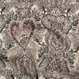 Linen and Rayon Woven - Dark Gray, Beige and Dusty Pink Ornate Paisley and Floral - Mood Exclusive Boheme Blooms Print