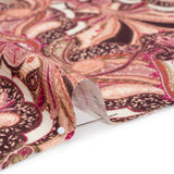 Slubbed Gauzy Cotton Woven - Pale Peach, Magenta and Dark Plum Fanciful Paisleys - Mood Exclusive Mandala Motions Print