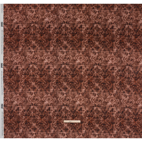 Slubbed Gauzy Cotton Woven - Rust and Burgundy Distressed Floral Damask - Mood Exclusive Reflecting Revelations Print