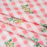 Slubbed Gauzy Cotton Woven - White and Yellow Flowers on Pink Gingham - Mood Exclusive Picnic Petals Print