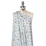 Slubbed Gauzy Cotton Woven - Pink and Green Flowers on Sky Blue Gingham - Mood Exclusive Picnic Petals Print
