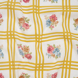 Slubbed Gauzy Cotton Woven - Yellow Ochre, Red and Blue Check with Flower Bouquets - Mood Exclusive Banquet Bouquet Print