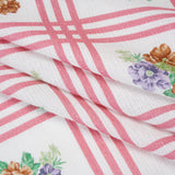 Slubbed Gauzy Cotton Woven - Pink, Red and Purple Check with Flower Bouquets - Mood Exclusive Banquet Bouquet Print