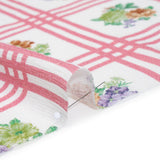 Slubbed Gauzy Cotton Woven - Pink, Red and Purple Check with Flower Bouquets - Mood Exclusive Banquet Bouquet Print