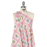 Slubbed Gauzy Cotton Woven - Pink, Red and Purple Check with Flower Bouquets - Mood Exclusive Banquet Bouquet Print
