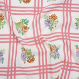 Slubbed Gauzy Cotton Woven - Pink, Red and Purple Check with Flower Bouquets - Mood Exclusive Banquet Bouquet Print