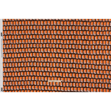 Slubbed Gauzy Cotton Woven - Orange, Brown and Pink Geometric Blocks - Mood Exclusive Cubist Canvas Print