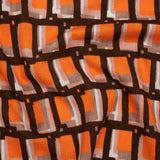 Slubbed Gauzy Cotton Woven - Orange, Brown and Pink Geometric Blocks - Mood Exclusive Cubist Canvas Print