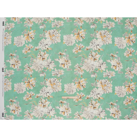 Slubbed Gauzy Cotton Woven - Mint Green, Golden Yellow and Off White Floral - Mood Exclusive Color Me Chrysanthemum Print