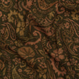 Slubbed Gauzy Cotton Woven - Dark Olive Green, Brown and Blush Tan Woodland Paisley - Mood Exclusive Woodland Whorls Print