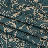 Slubbed Gauzy Cotton Woven - Sea Blue, Cream and Black Floral - Mood Exclusive Cottage Crawl Print