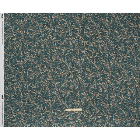Slubbed Gauzy Cotton Woven - Sea Blue, Cream and Black Floral - Mood Exclusive Cottage Crawl Print