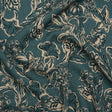 Slubbed Gauzy Cotton Woven - Sea Blue, Cream and Black Floral - Mood Exclusive Cottage Crawl Print