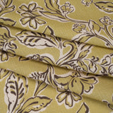 Slubbed Gauzy Cotton Woven - Pistachio Green, Cream and Dark Brown Floral - Mood Exclusive Cottage Crawl Print