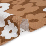 Slubbed Gauzy Cotton Woven - Brown, Tan and White Retro Florals - Mood Exclusive Boogie & Bloom Print