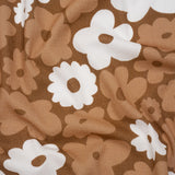 Slubbed Gauzy Cotton Woven - Brown, Tan and White Retro Florals - Mood Exclusive Boogie & Bloom Print