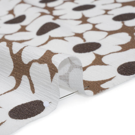 Slubbed Gauzy Cotton Woven - Brown and White Retro Daisies - Mood Exclusive Dancing Daisies Print