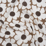 Slubbed Gauzy Cotton Woven - Brown and White Retro Daisies - Mood Exclusive Dancing Daisies Print