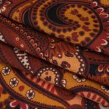 Slubbed Gauzy Cotton Woven - Brick Red, Dark Peach and Golden Ochre Paisley - Mood Exclusive Spice Market Print