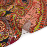 Slubbed Gauzy Cotton Woven - Lime Green, Navy Blue and Pink Paisley - Mood Exclusive Painted Paisley Print