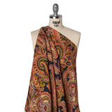 Slubbed Gauzy Cotton Woven - Lime Green, Navy Blue and Pink Paisley - Mood Exclusive Painted Paisley Print