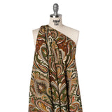 Slubbed Gauzy Cotton Woven - Cream, Forest Green and Burnt Orange Paisley - Mood Exclusive Secret Garden Scrolls Print