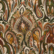 Slubbed Gauzy Cotton Woven - Cream, Forest Green and Burnt Orange Paisley - Mood Exclusive Secret Garden Scrolls Print