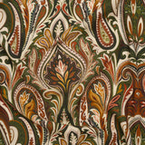 Slubbed Gauzy Cotton Woven - Cream, Forest Green and Burnt Orange Paisley - Mood Exclusive Secret Garden Scrolls Print