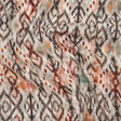 Slubbed Gauzy Cotton Woven - Red, Orange and Dark Green Geometric Ikat - Mood Exclusive Secret Symbols Print