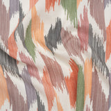 Slubbed Gauzy Cotton Woven - Dark Red, Navy, Orange and Green Abstract Ikat Stitches - Mood Exclusive Soundwave Stitches Print