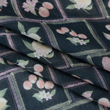Crinkled Cotton Gauzy Woven - Pink, Yellow and Navy Fruit and Flowers in Frames - Mood Exclusive Summer Medley Print