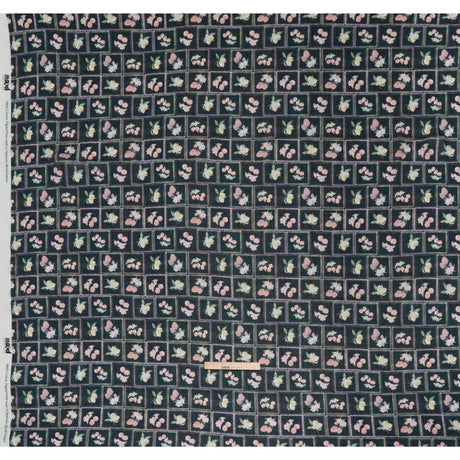 Crinkled Cotton Gauzy Woven - Pink, Yellow and Navy Fruit and Flowers in Frames - Mood Exclusive Summer Medley Print
