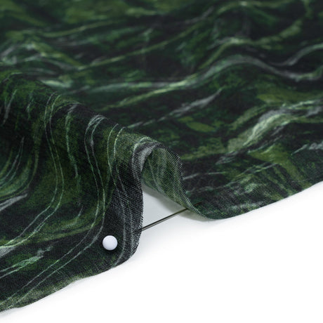 Crinkled Cotton Gauzy Woven - Dark Green and Black Abstract - Mood Exclusive Babbling Brook Print
