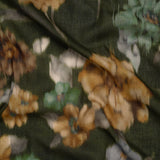 Crinkled Cotton Gauzy Woven - Olive Green, Tan and Gray Hazy Ikat Flowers - Mood Exclusive Blurred Blooms Print