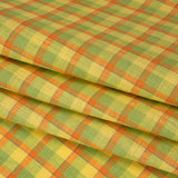 Lightweight Linen Woven - Bright Yellow, Orange and Lime Green Plaid