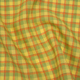 Lightweight Linen Woven - Bright Yellow, Orange and Lime Green Plaid
