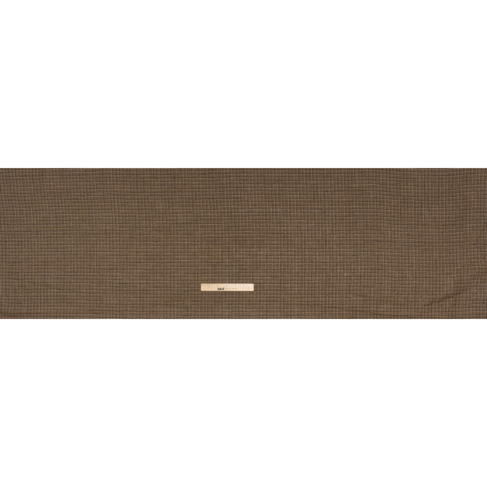 Medium Weight Linen Woven - Textured Brown, Black and Gray Shadow Windowpane Checks